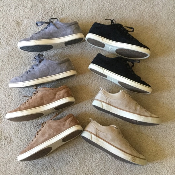 UGG suede sneakers Beige Cream Tan Black Grey sz 9 - Picture 5 of 7